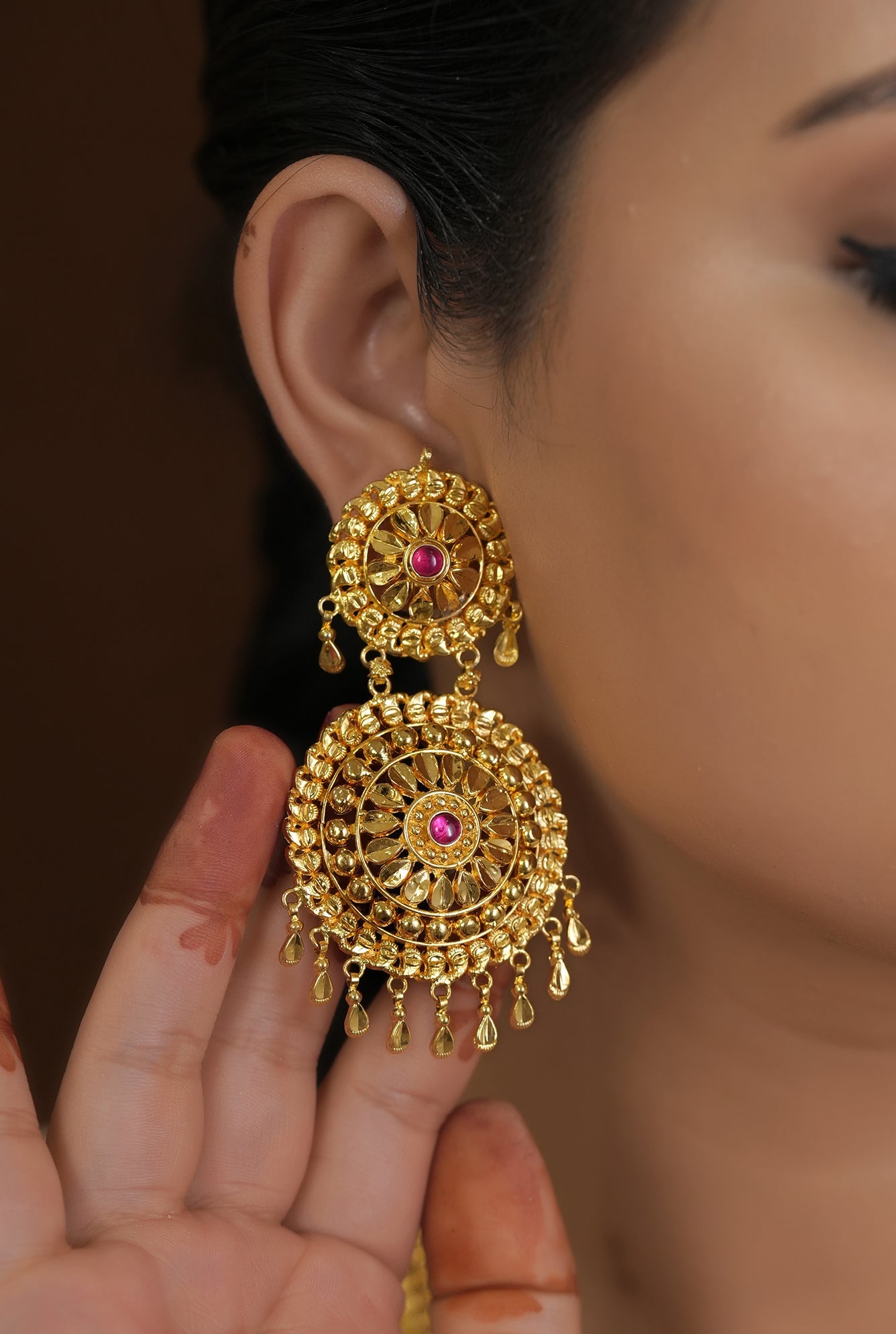 Rasa  Necklace Earing Tika Handcrafted Gold Plated