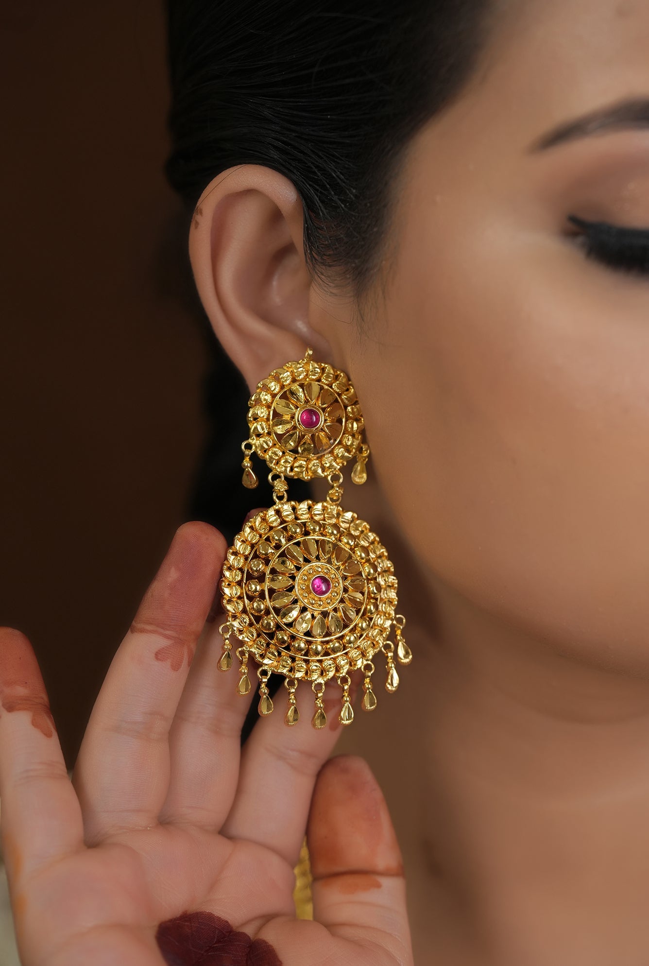 Nargish  Earing Handcrafted Gold Plated