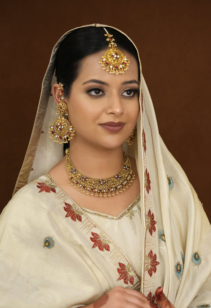 Rangat Necklace Earing Tika Handcrafted Gold Plated