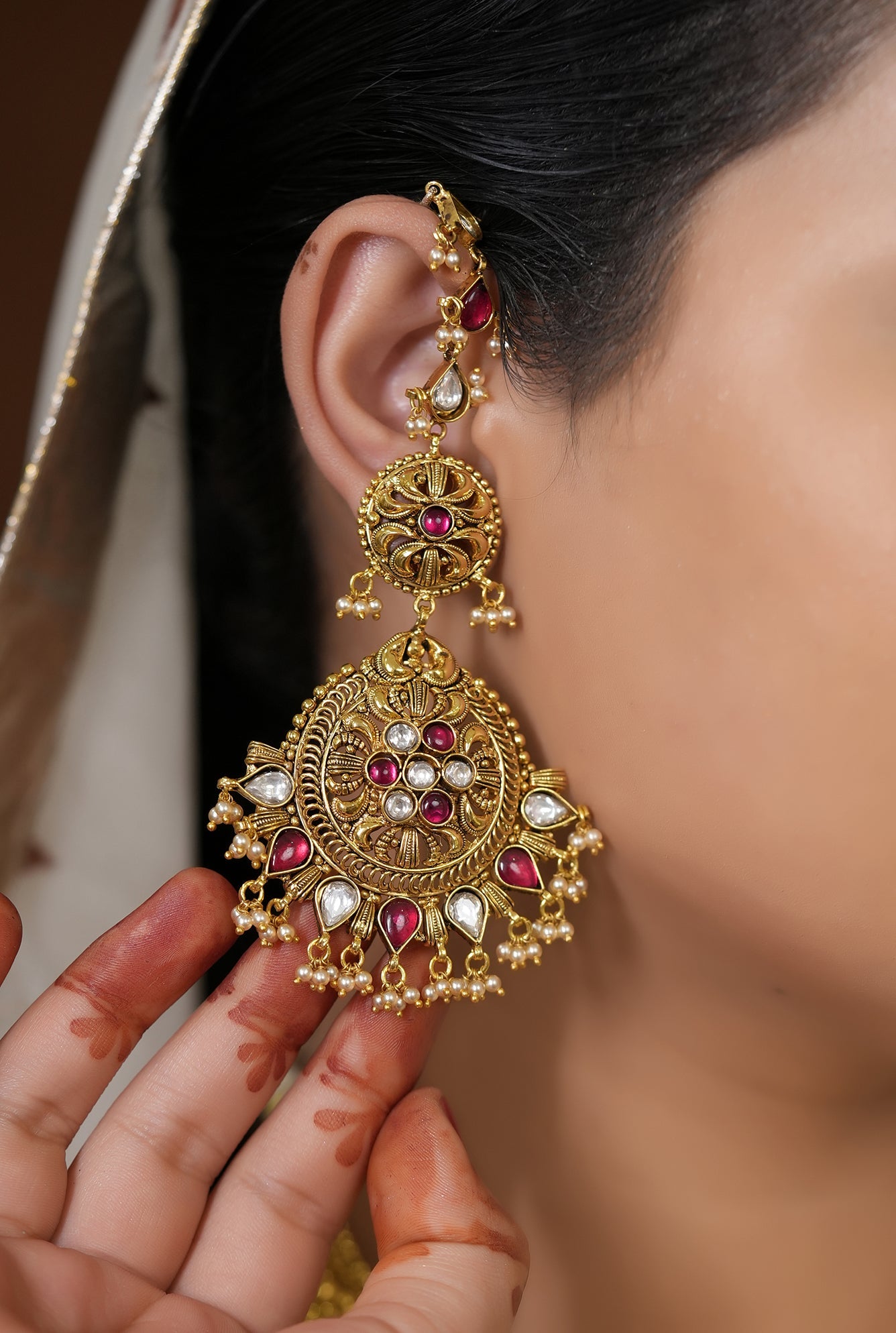 Rangat Necklace Earing Tika Handcrafted Gold Plated