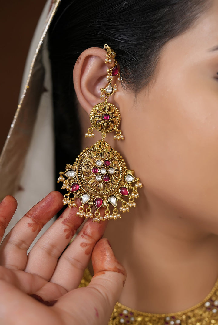 Triveni Earing Handcrafted Gold Plated