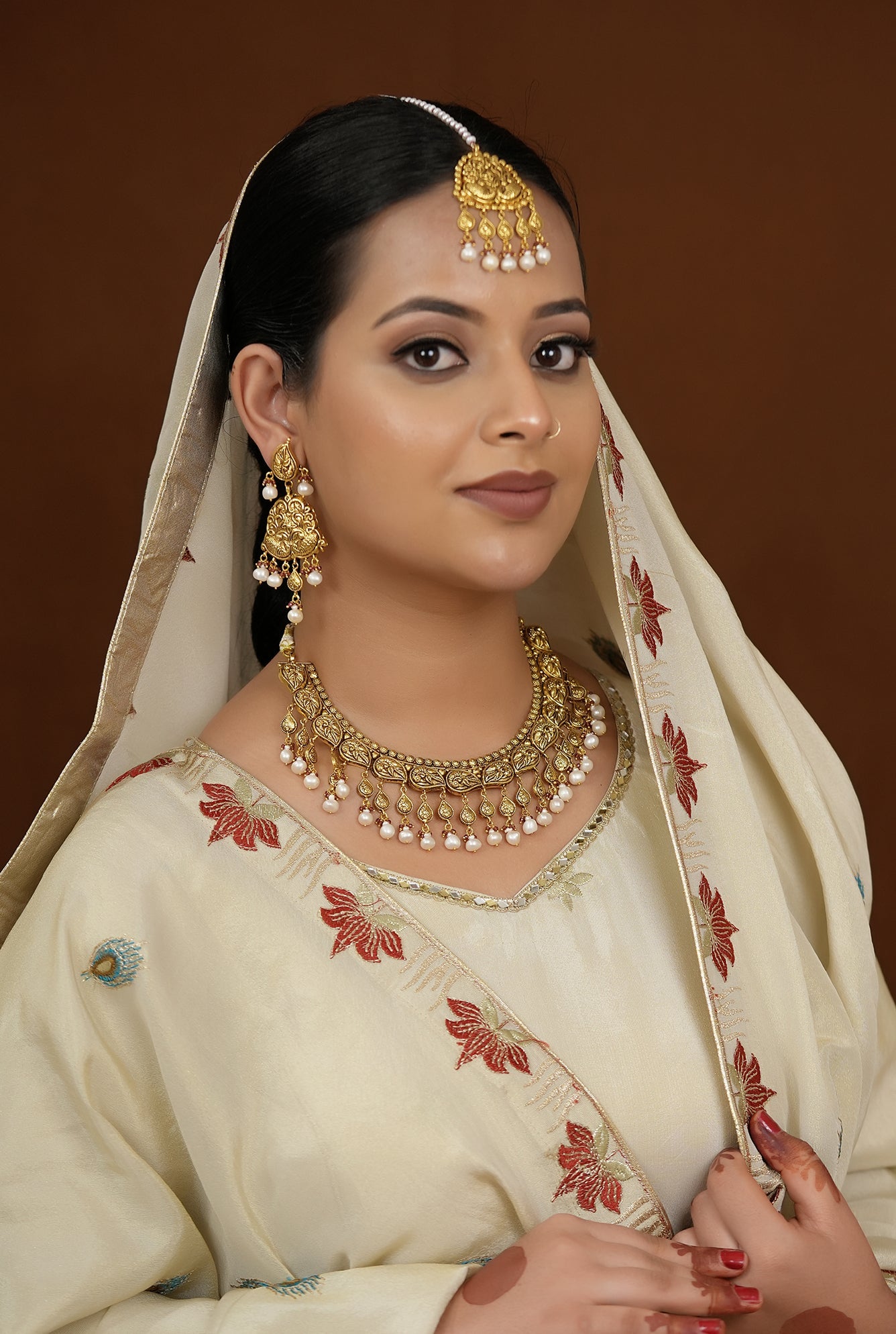 Ibaadat Necklace Earing Tika Handcrafted Gold Plated