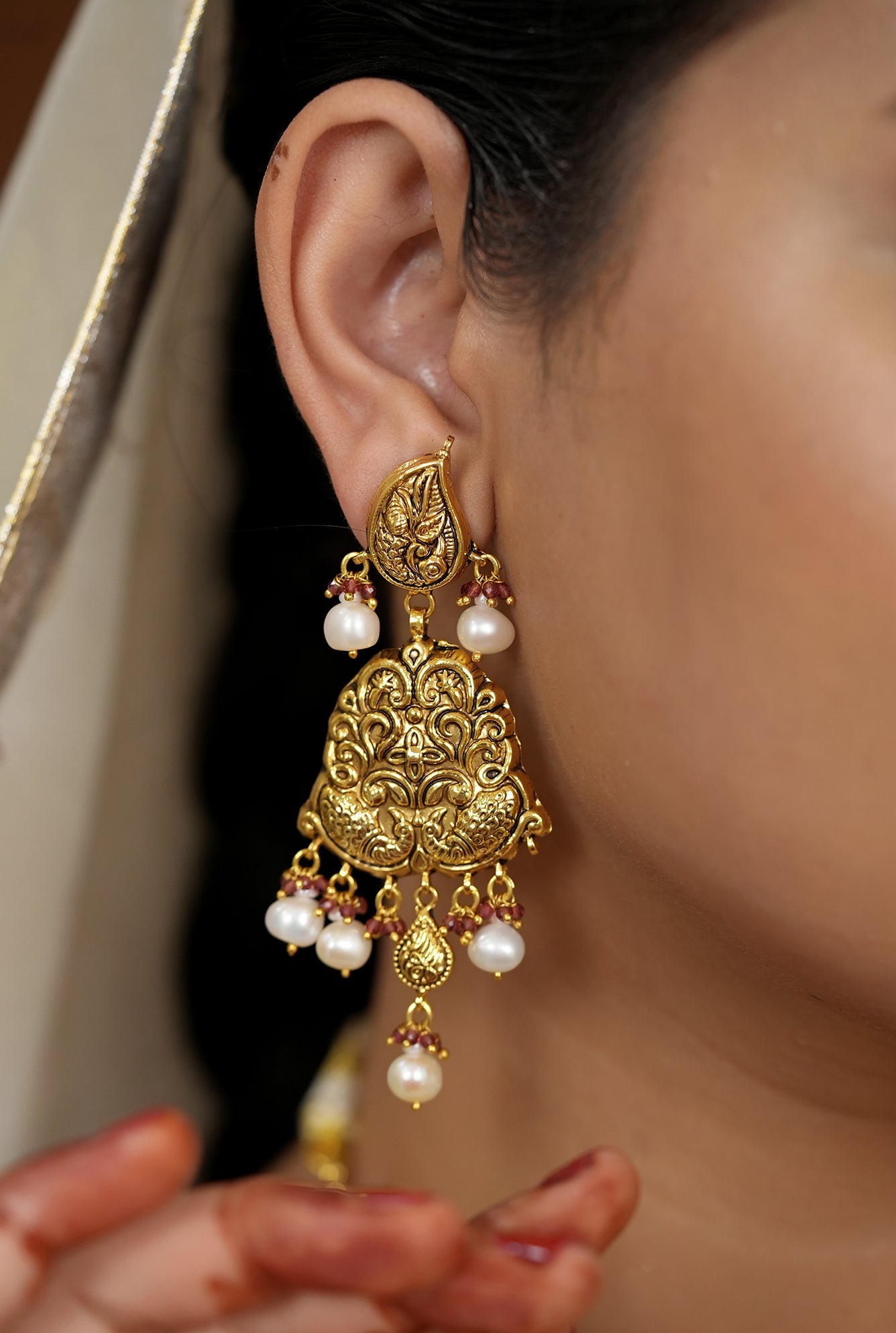 Ibaadat Necklace Earing Tika Handcrafted Gold Plated