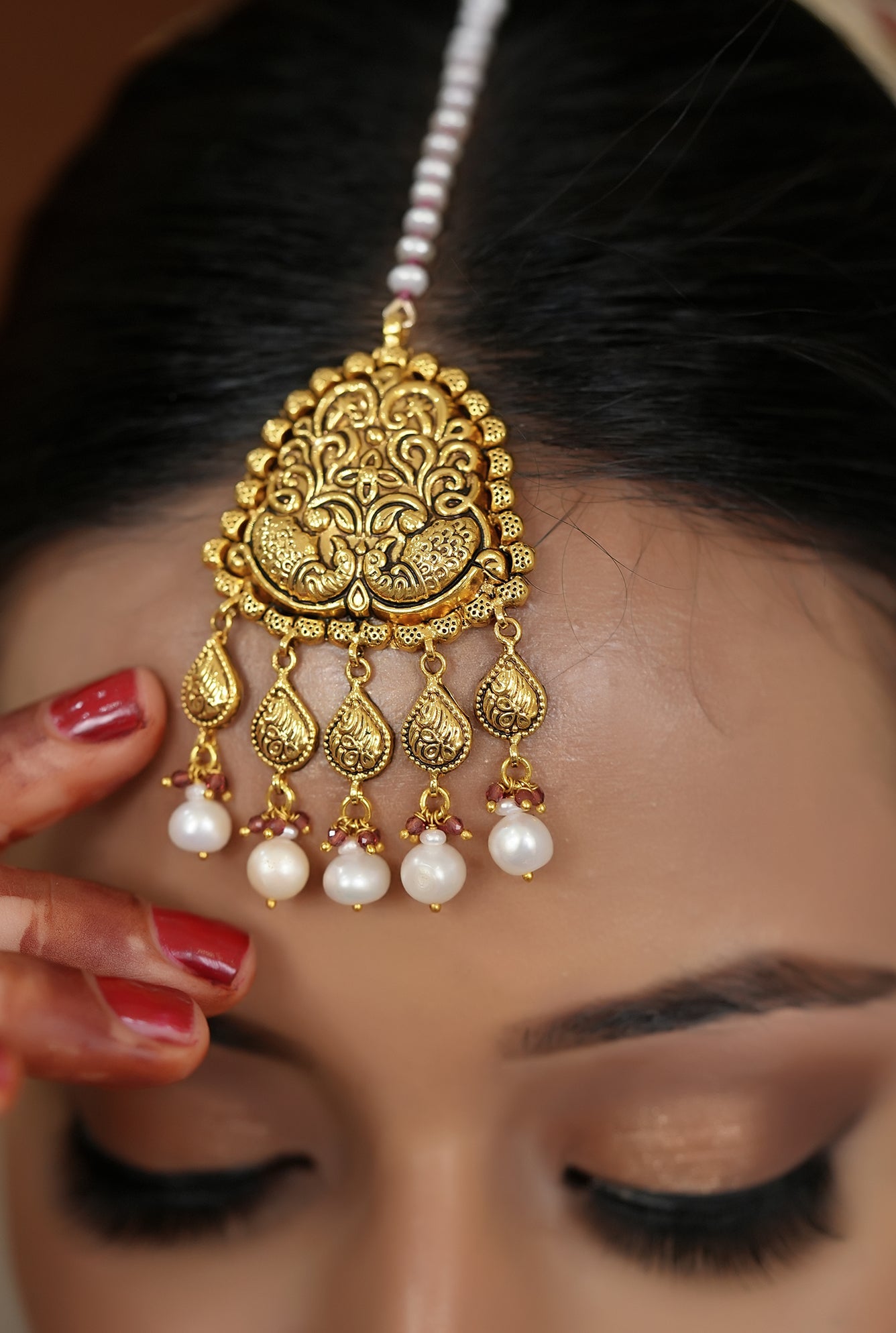 Ibaadat Necklace Earing Tika Handcrafted Gold Plated