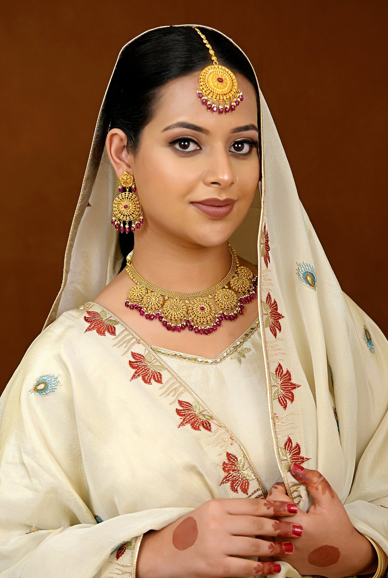 Noora  Necklace Earing Tika Handcrafted Gold Plated