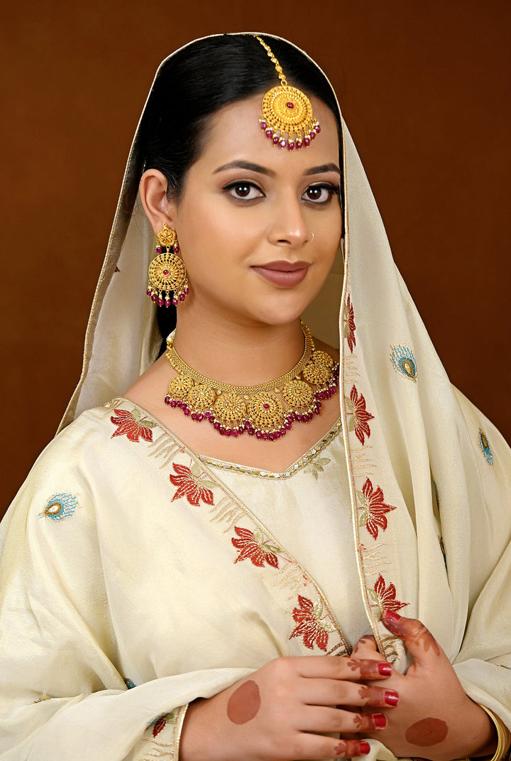 Noora  Necklace Earing Tika Handcrafted Gold Plated