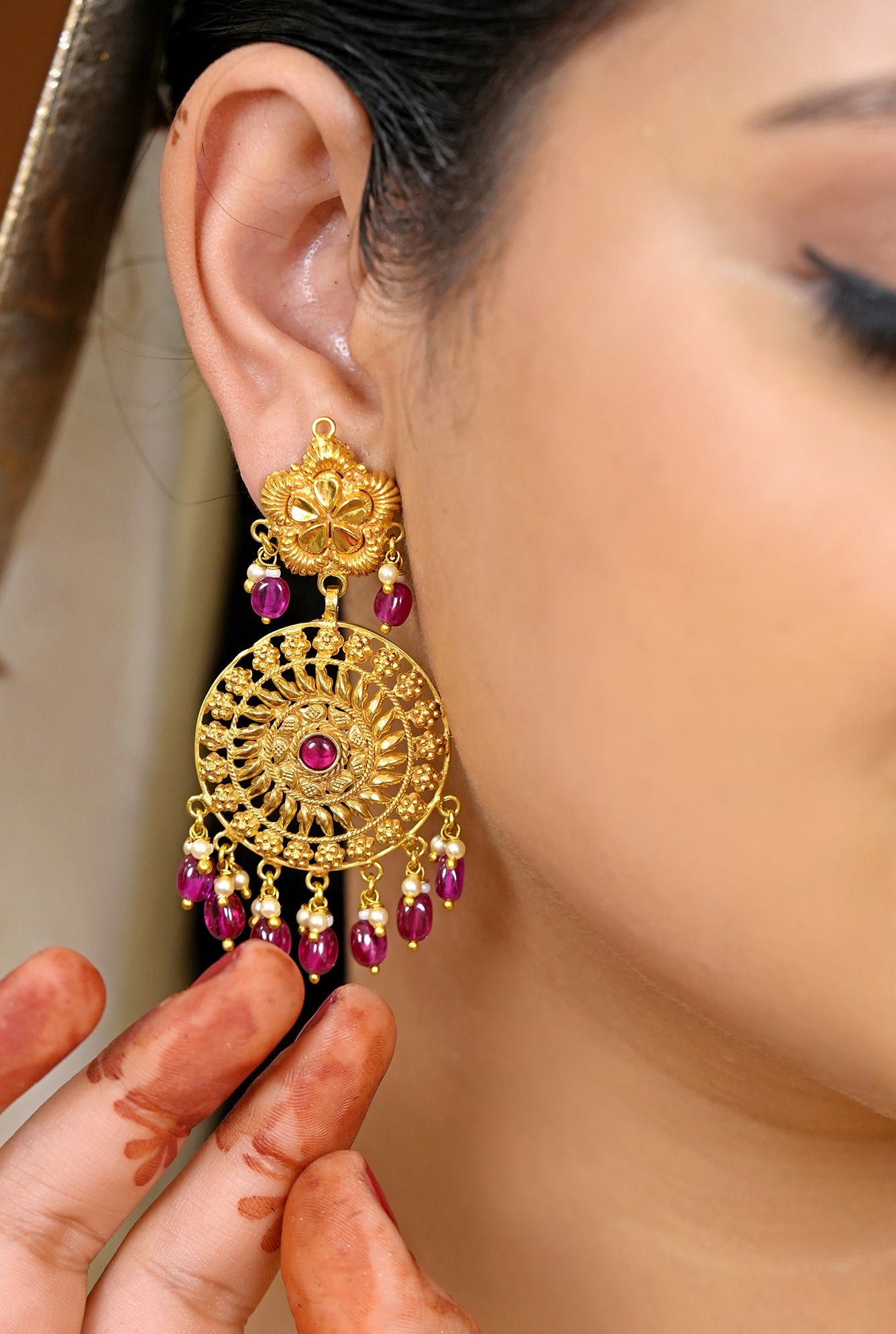 Noora  Necklace Earing Tika Handcrafted Gold Plated