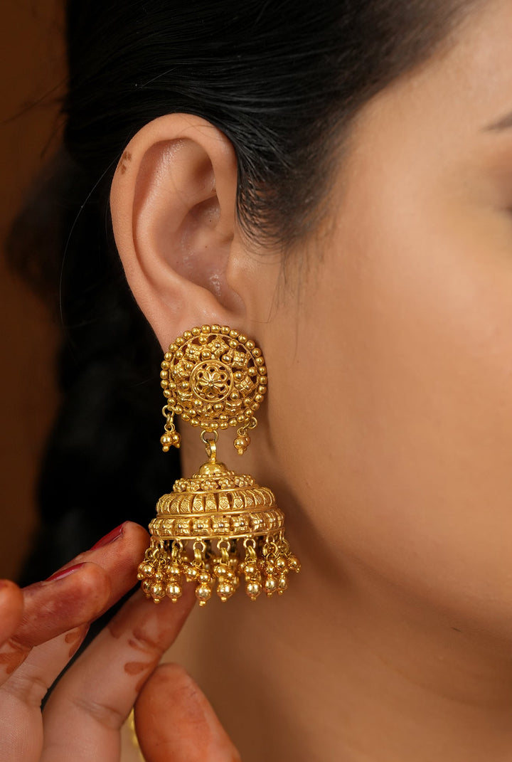 Ishma Jhumki Handcrafted Gold Plated