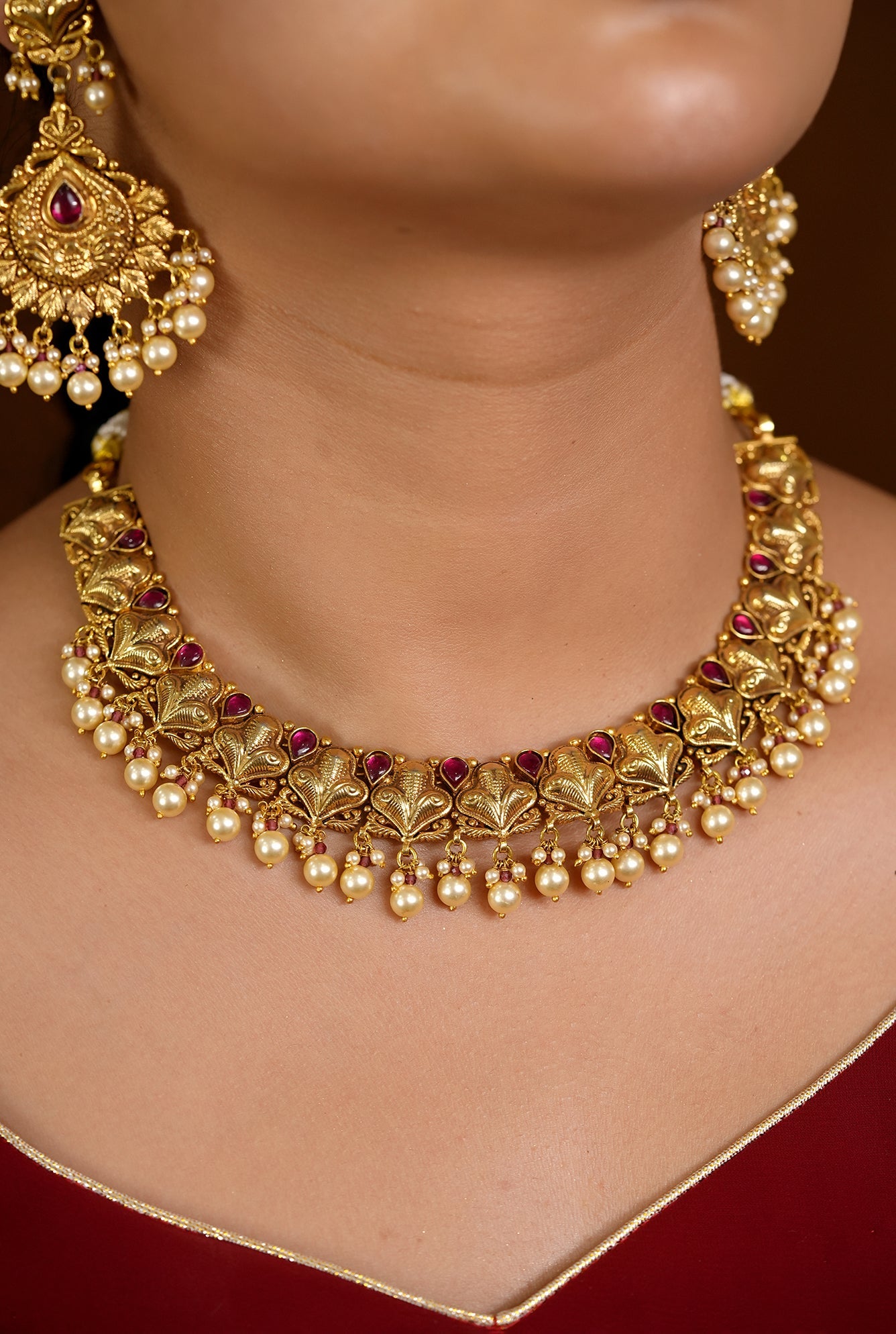 Karuna Necklace Earing Tika Handcrafted Gold Plated