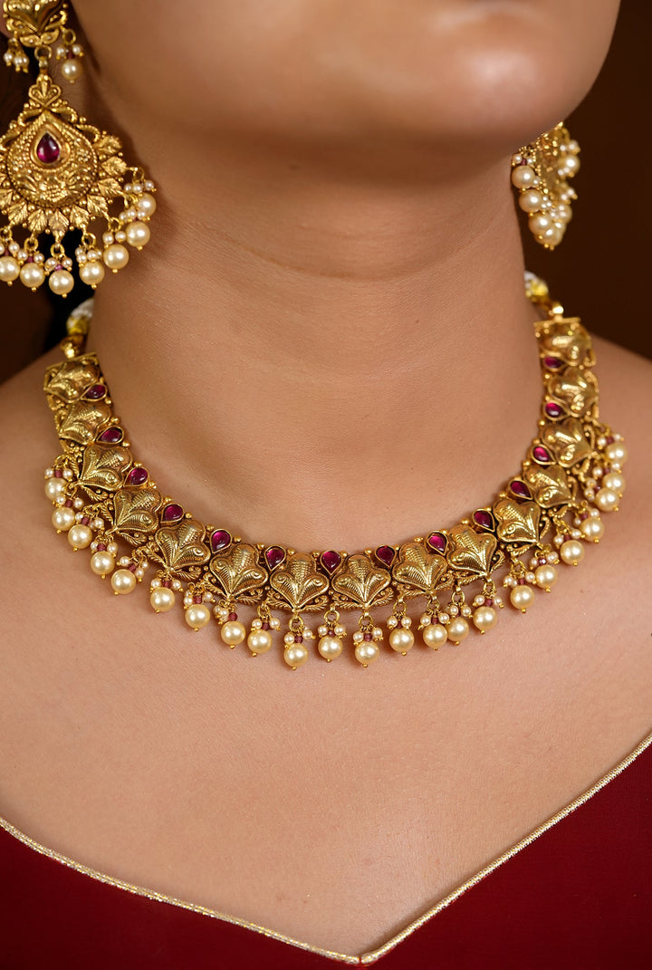 Karuna Necklace Earing Tika Handcrafted Gold Plated