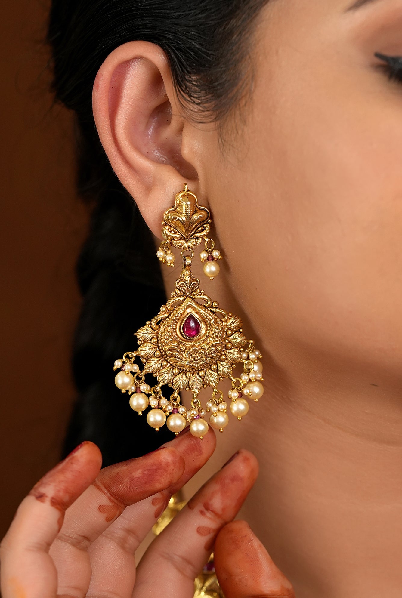 Karuna Necklace Earing Tika Handcrafted Gold Plated