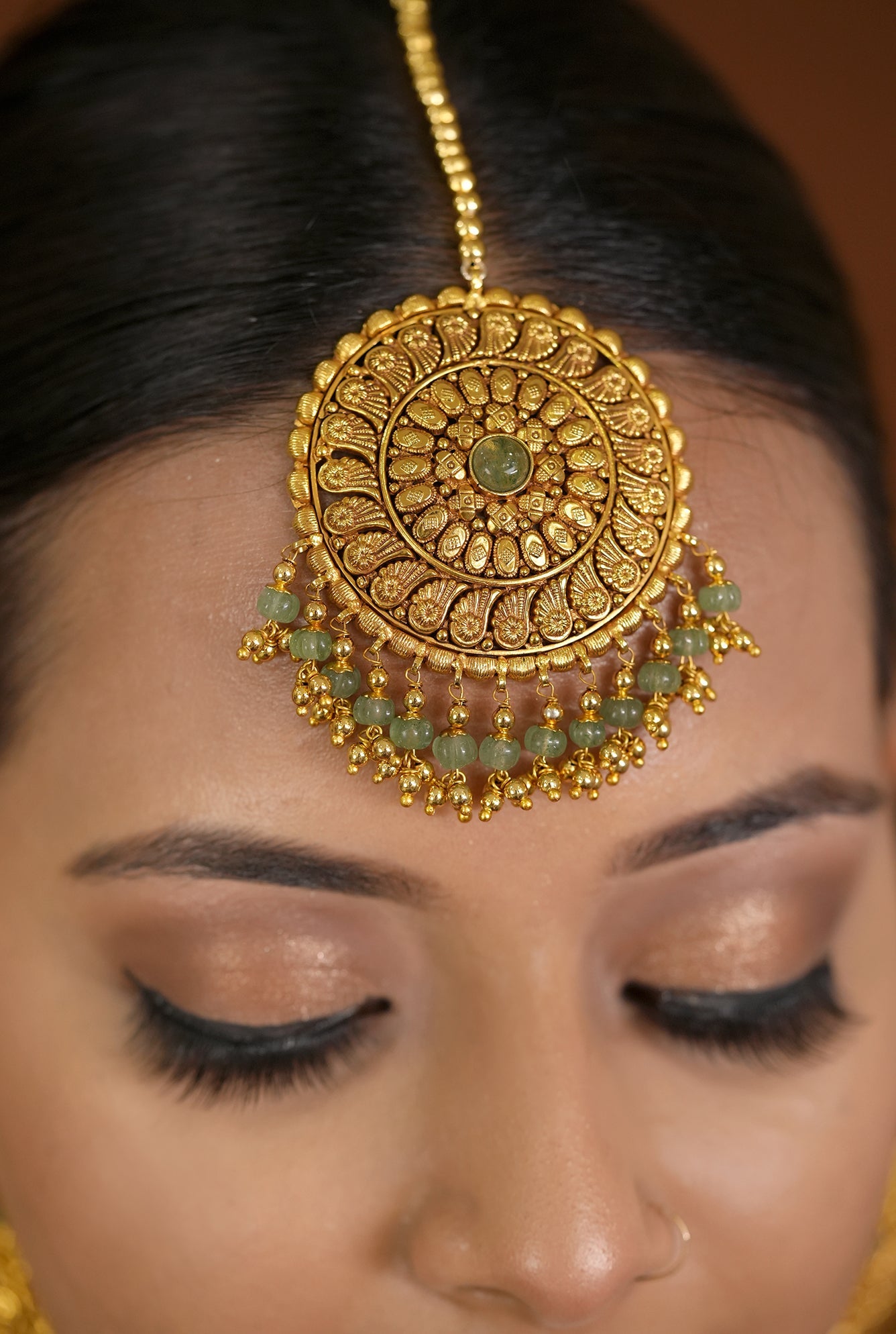 Teesha Necklace Earing Tika Handcrafted Gold Plated