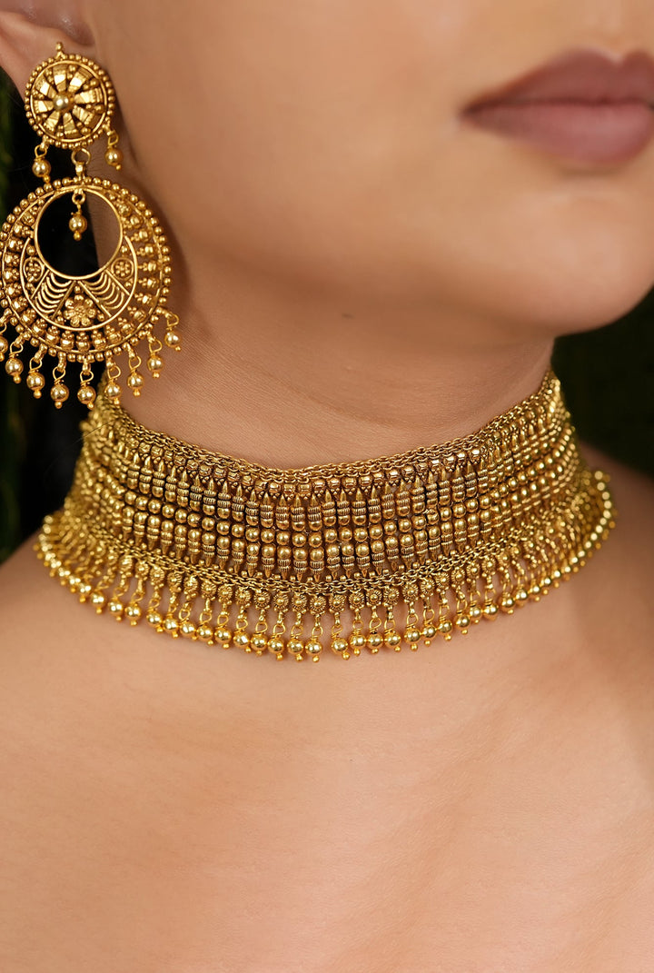 Zarina choker Earing Tikka Handcrafted Gold Plated