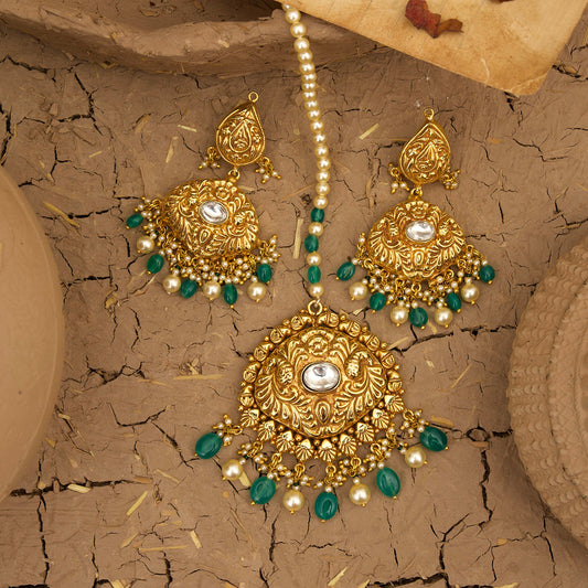 Nazakat  Earring Tikka Handcrafted Gold Plated