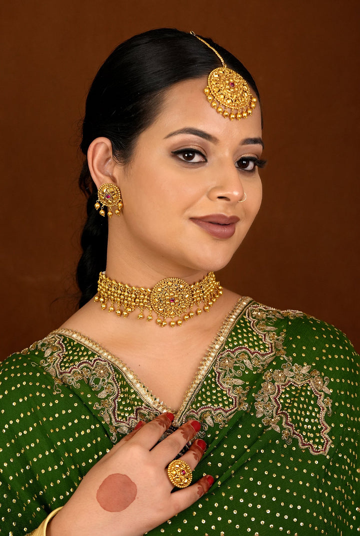 Ziya choker Earing Tikka Handcrafted Gold Plated