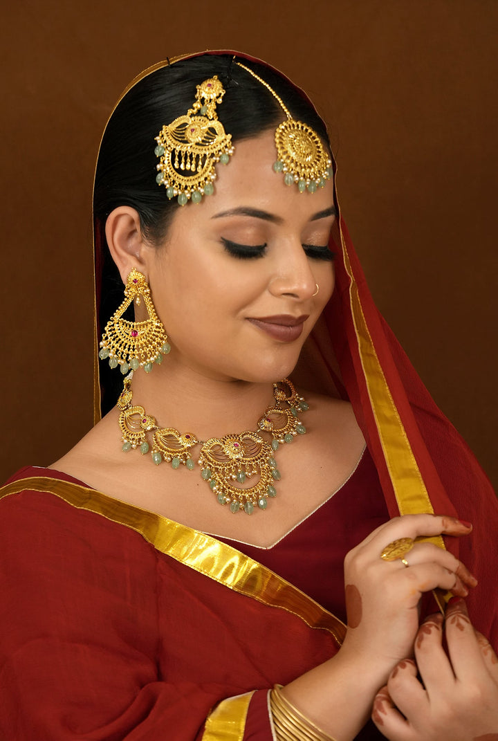 Aman Necklace Earing Tika Handcrafted Gold Plated