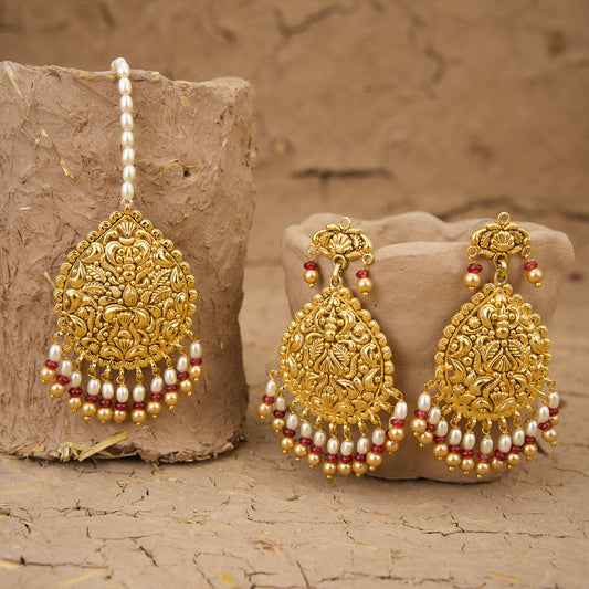 Tabeer Earring Tikka Handcrafted Gold Plated