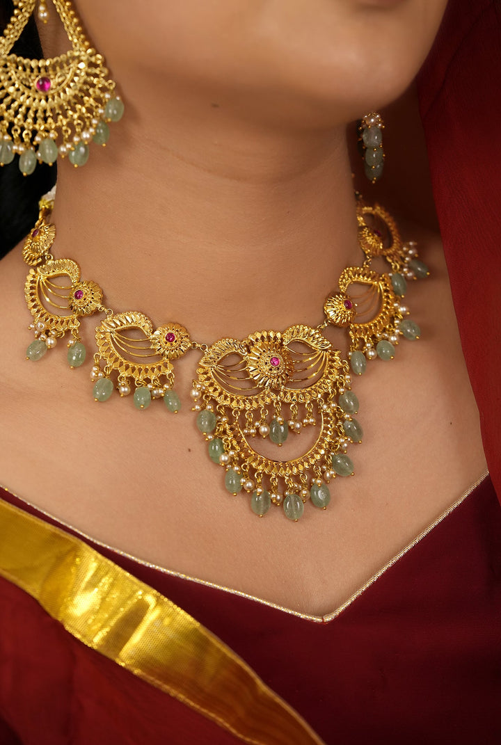 Aman Necklace Earing Tika Handcrafted Gold Plated
