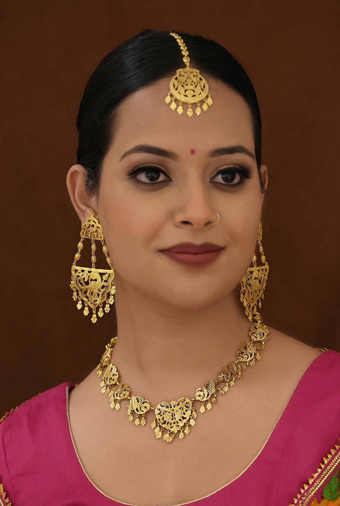 Bhavi Necklace Earing Tika Handcrafted Gold Plated