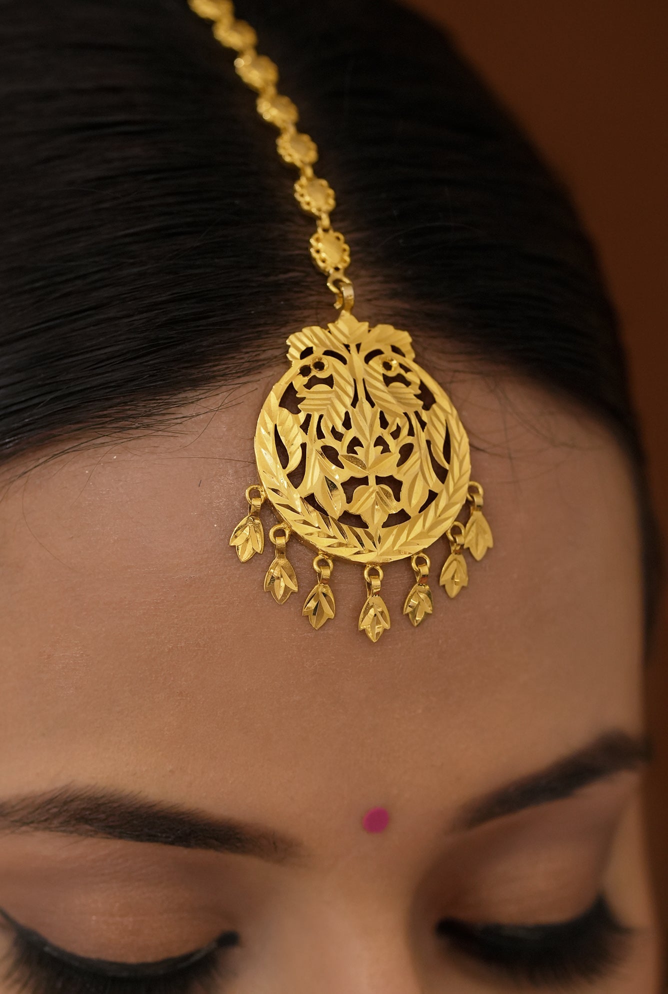Bhavi Necklace Earing Tika Handcrafted Gold Plated