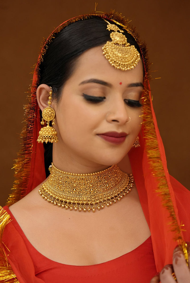 Inaya  choker Earing Tikka Handcrafted Gold Plated