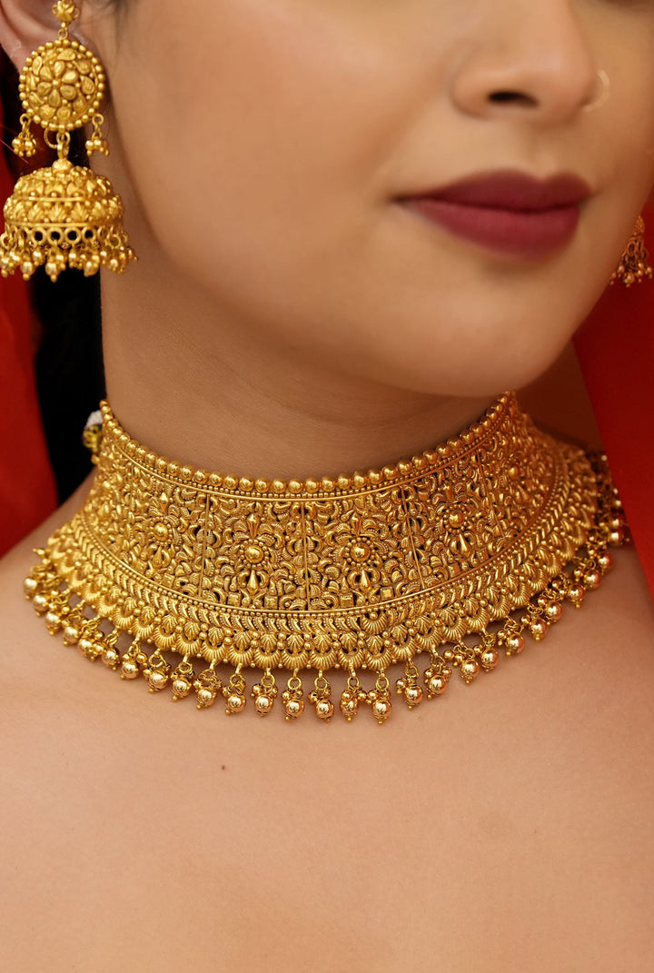 Inaya  choker Earing Tikka Handcrafted Gold Plated