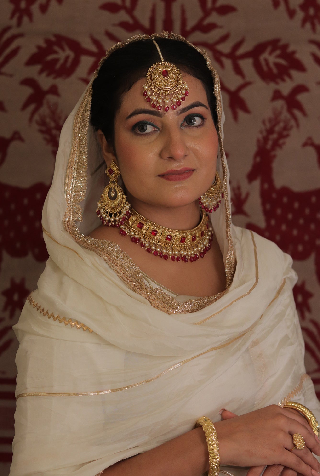 Mehak choker Earing Tikka Handcrafted Gold Plated