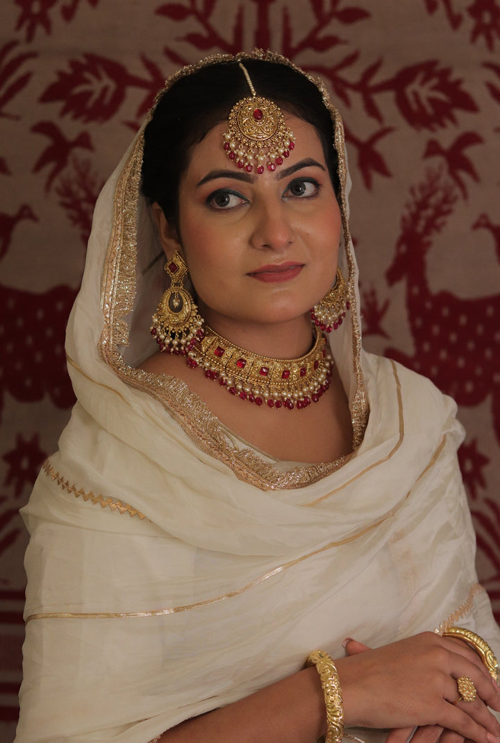 Mehak choker Earing Tikka Handcrafted Gold Plated