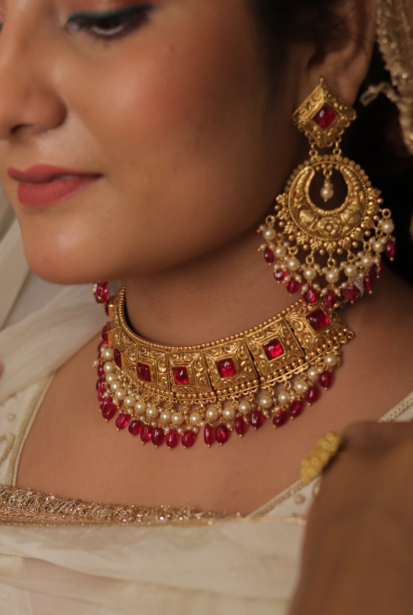 Mehak choker Earing Tikka Handcrafted Gold Plated