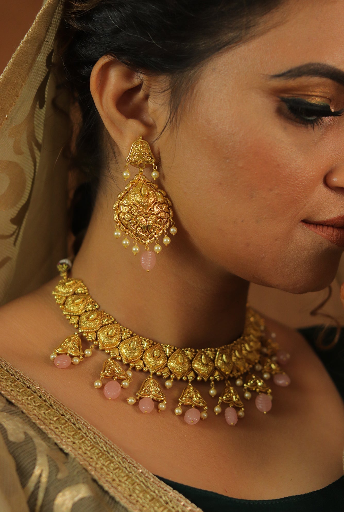 Tara Necklace Earing Tika Handcrafted Gold Plated