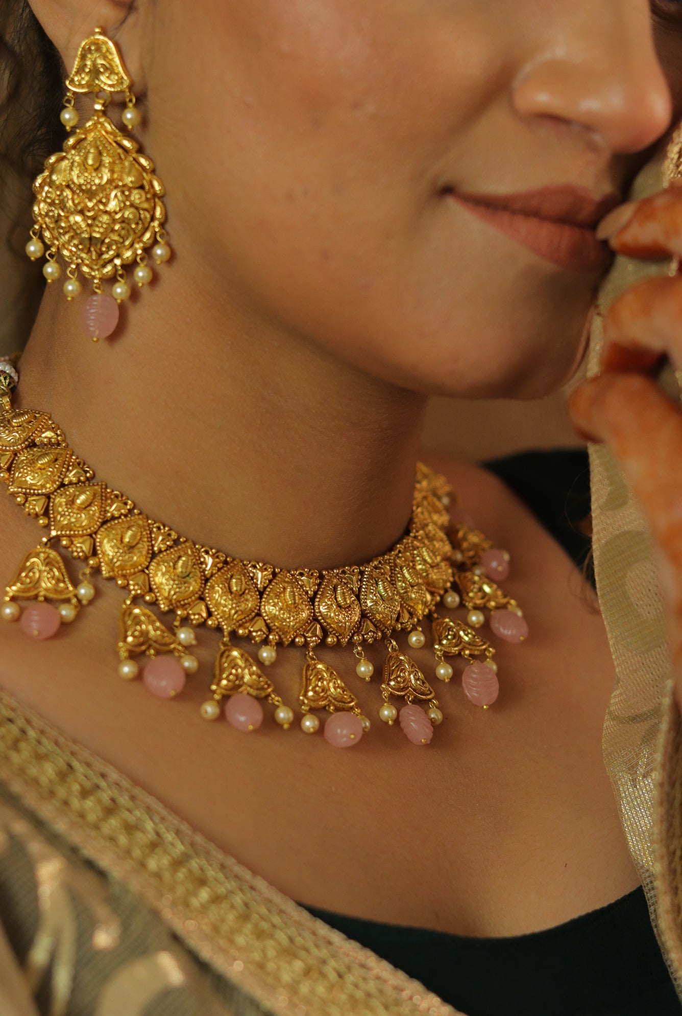 Tara Necklace Earing Tika Handcrafted Gold Plated